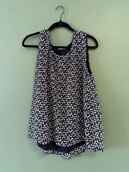 Pleione Tops - Pleione Black and White Floral Sleeveless Camisole